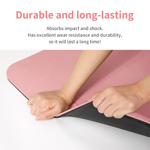 PAIDU Yoga Mat Non Slip Anti-tear,extra thick-2/5 inch（10MM）High Resiliency Professional POE Yoga Mats for Women Men Kids,72"x24"inch,Workout, Yoga, Pilates and Floor Exercise, with Carrier Strap - color: Pink + black