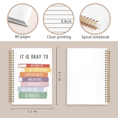 It is Okay to Mental Health Journal, Inspirational Notebooks, Therapy Journal for Mental Health, Mental Health Counselor Gifts, Hardcover Spiral Notebook Journal 5.5x8.3 Inch - color: It Is Okay To