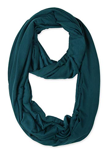 corciova Black Soft Girl Women Infinity Wrap Scarf Stretchy Jersey Knit Sleep Head Circle Scarf Continuous Loop Light Weight - color: 106 Midnight Green