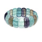 Keleny Semi Precious Gemstones 25mm Half Moon Shape Faceted Beads Crystal Rock Stretch Bracelets 7.5 Inch