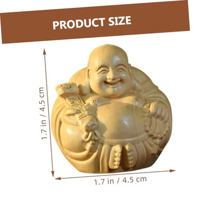 Wooden Carved Maitreya Buddha Ornament Solid Wood Decorative Adornment for Home Zen Decor Unique Tabletop Accent Delicate Craftsmanship