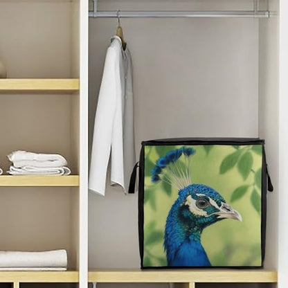 Peacock Head Storage Bag Portable Closet Organizer Storage Bags Quilt Storage Bags with Zippered Breathable Storage Bag with Carry Handles for Blanket Pillow Bedding