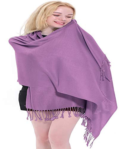 CJ Apparel Solid Color Tassels Design Nepalese Shawl Scarf Wrap Stole Throw Head Wrap Pashmina Gift Hand Made in Nepal New - color: Magenta