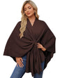 PULI Women's Elegant Shawl Wraps Soft Open Front Poncho Sweater for Spring Fall Winter - color: Front Tab-caramel