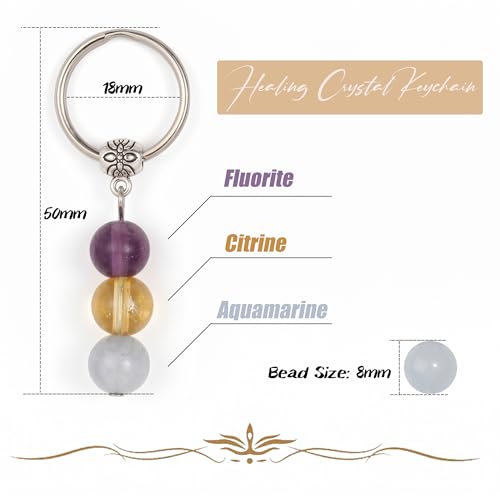 Healing Crystal Keychain Gift for New Beginnings Calming Anxiety Luck Protection Natural Gemstone Keychain for Women - color: For Your Exams