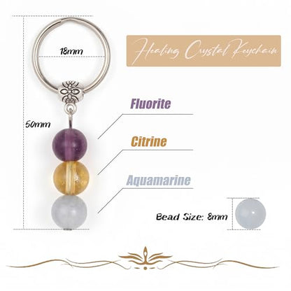 Healing Crystal Keychain Gift for New Beginnings Calming Anxiety Luck Protection Natural Gemstone Keychain for Women - color: For Your Exams