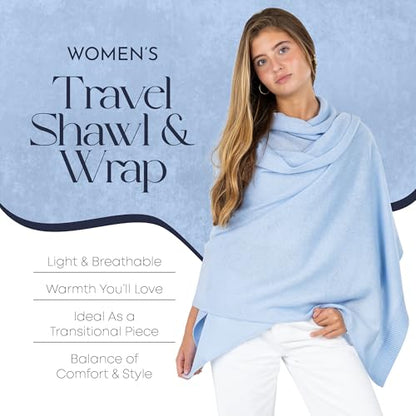 Velanio Cashmere Luxury Knitted Wrap Travel Shawl Scarf, Pashmina Stole, All-Season Scarf for Women Cashmere Wool Blend - color: Aquarium Blue