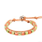 7 Chakra Bracelet Bohemian Handmade Leather Wrap Healing Protection Natural Stone Yoga Beaded Bracelets Boho Friendship Jewelry - color: Orange & Green