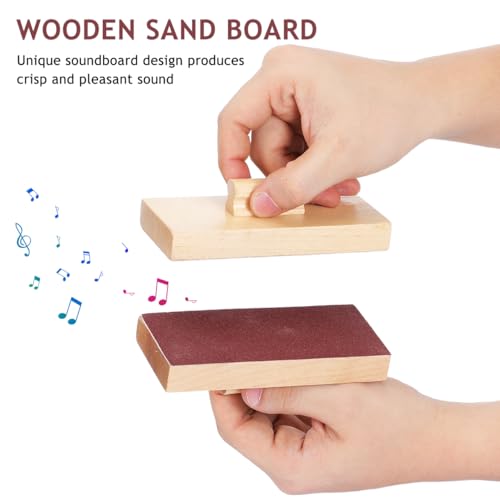 Toyvian Wooden Sand Block Percussion Instrument for Kids Handheld Music Toy Educational Rhythm Block for Early Childhood Music Learning and Creative Play