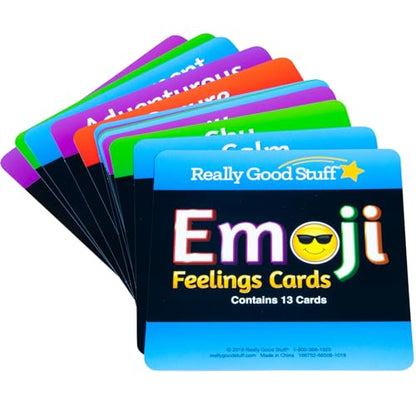 Really Good Stuff Emoji Feelings Cards for The Classroom or Home Activity for Kids - 12 Pk - Builds Social Emotional, Critical Thinking, Self-Awareness & Vocabulary Skills - style: Emoji Feelings Cards