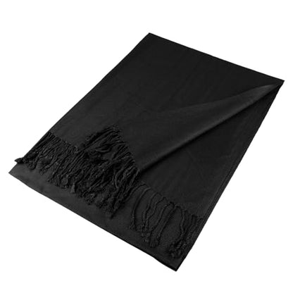 TZ Promise Women Pashmina Shawls and Wraps for Evening Dresses,Soft Large Long Scarf for Wedding,Bride Bridesmaid Gifts - color: Black