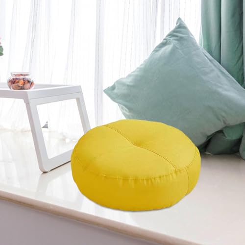 Round Floor Pillow Meditation Cushion for Sofa Bed, Adults Kids Office, Yellow