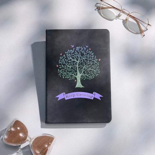 Fanery Sue Tree of Life Journals For Women & Men A5 Lined Wide Ruled Writing Personal Diary Notebooks 180° Lay Flat Thick Paper Hard Cover Leatherette 200 Pages(Blue) - color: A1-Blue, style: Single（Tree of Life）
