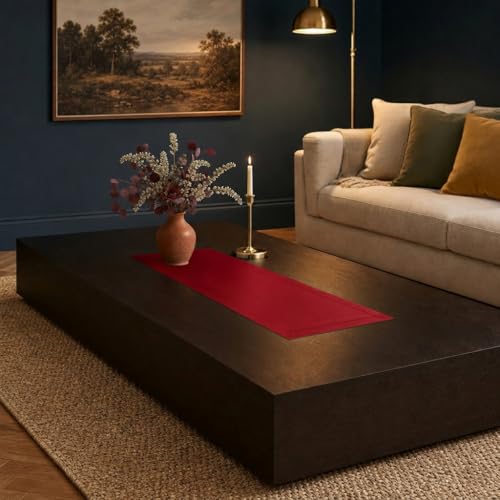 Luxe Shine™ by D'Moksha Tango Red Table Runner 36 Inches, Elegant Silk Table Runner, Machine Washable, 14 x 36 Inch for Dresser, Coffee Table- Summer, Father's Day - color: Tango Red, size: 14 X 36 Inch
