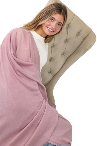 Velanio Cashmere Luxury Knitted Wrap Travel Shawl Scarf, Pashmina Stole, All-Season Scarf for Women Cashmere Wool Blend - color: Blush