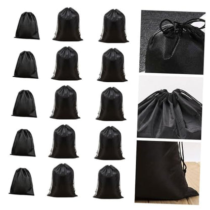 POPETPOP Set of 15 Non-woven Fabric Storage Bags Double Drawstrings Vacuum Storage Pouches Dustproof for Home Outdoor Use