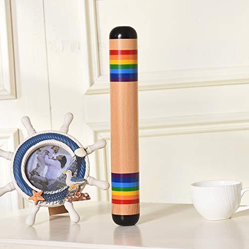 TDOCK 13.8 Inch Rain Stick, Wooden Rain Maker Rattle Shaker Rainfall Tube, Musical Sensory Auditory Development Instrument for Babies, Toddlers and Kids