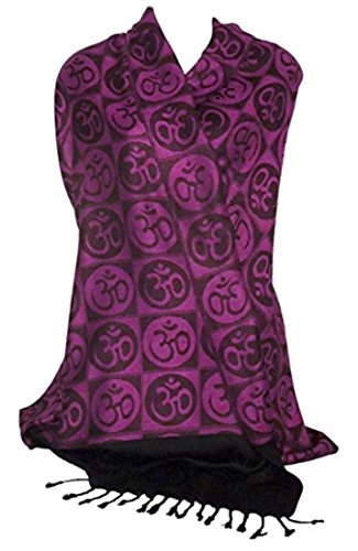 OMA OM Yoga Prayer Meditation Shawl Wrap Scarf Double Weave - LG SIZE BRAND - color: Pink