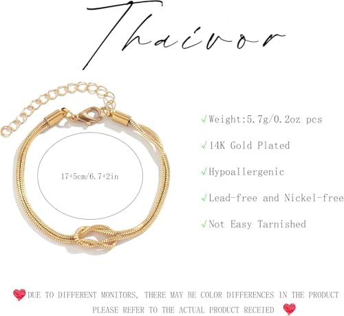 Bracelets for Women Matching Bracelets for Couples 14K Gold Plated Love Knot Bracelet Dainty Forever Infinity Bracelets Friendship Jewelry Gifts - color: Gold