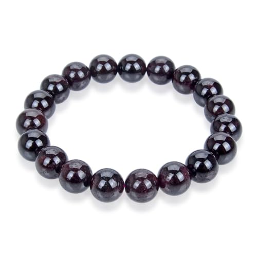 Adabele 1pc Natural Stretch Gemstone Bracelet 10mm (0.39") Bead 7 Inch to 8.5 Inch Healing Crystal Energy Quartz Chakra Jewelry Women Birthday Unisex Gift - color: Garnet, size: 7 inch