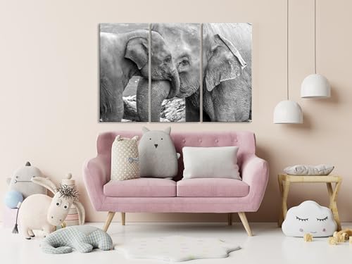 LuxeWood Wildlife Canvas Prints - Wild Animals Home Decor - Medium, Large, and Extra Large Wall Art for Living Room, Bathroom, Kitchen (Elephant Family, 63" L x 94" W- 3 Panels) - color: Elephant Family, size: 63"L x 94"W - 3 Panels