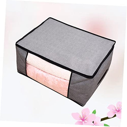 Cabilock Foldable Non-Woven Storage Bag for Quilts and Clothes Light Grey Sturdy Fabric Zipper Closure for Organizing Bedding and Apparel