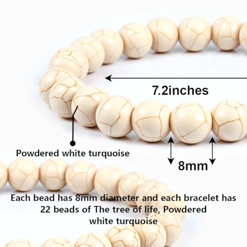 Natural Energy Healing Stone Charm Bracelet 8mm Natural Energy Healing Lava Rock Bracelet - Unisex - color: ZLY-White turquoise