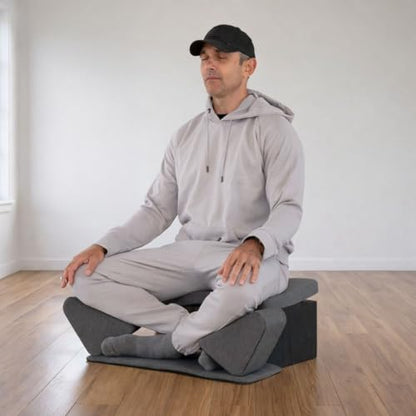 Floor Meditation Chair with Back Support | Posture Seat with Padded Leg Wedges, Foot Pad and Supportive Backrest | Portable Lightweight Meditation Floor Chair