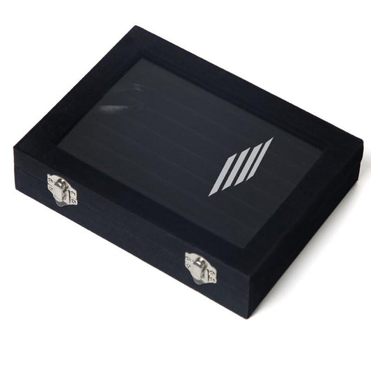 Jewelry Storage Box with Lid – Quality Corduroy Display Case for Earrings, Rings & Accessories – Stylish - color: Black