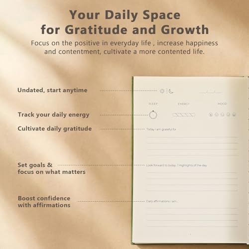 Gratitude Journal Daily Self Care Affirmations Gift for Christmas Birthday Fathers Day Christian Positive Journal Gifts for Friends Dad Mom Cowrker Employee(Dark Green,Minimalist)