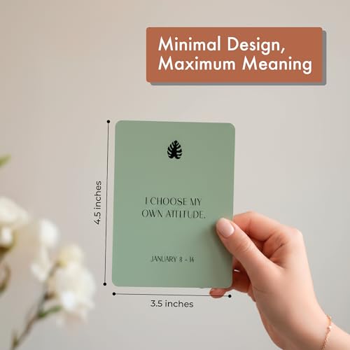 Positive Affirmation Cards Weekly Calendar | 52 Aesthetic Encouragement Mindfulness Desk Cards for Every Week of the Year, Daily Self Mantras For Mental Wellness, Great Motivational Gift For Women & Men