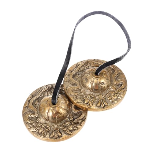 FRCOLOR Brass Cymbal Bell Tibetan Buddhism Percussion Instrument Small Handheld Yoga Meditation Bell for Relaxation and Spiritual Practice