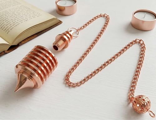 7 Ring Copper Cone Pendulum for Reiki Healing, Dowsing & Chakra Balancing – Divination & Meditation Tool for Energy Cleansing - color: 7 Ring Copper Metal Pendulum
