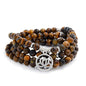 Lotus Flower Gifts Mala Beads 108 Healing Bracelet Necklace Meditation Accessories - style: Brown Tiger Eye