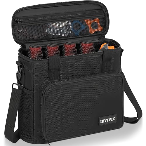 IBVIVIC 4 Slots Wireless Microphone Case with Foam, Microphone Carry Travel Bag with Shoulder Strap Mic Storage Bag for Singing, Karaoke, Party