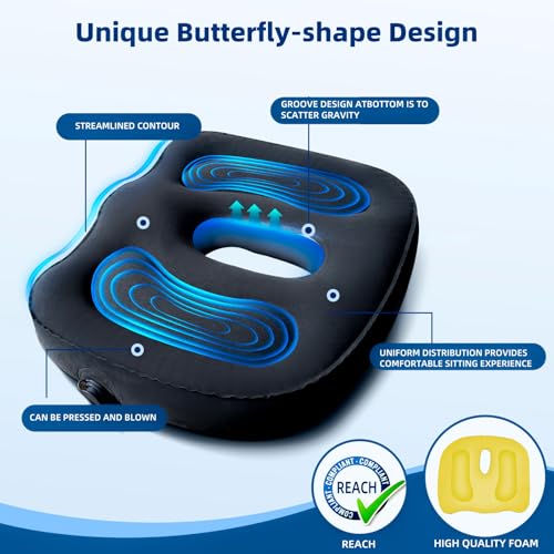 Sondor Travel Cushion,Air Seat Cushion,Evolution Cushion Portable & Lightweight Inflatable Seat Cushion - Ideal for Airplane Chairs, School Bleachers, Stadium Seats, and Wheelchairs - color: Black