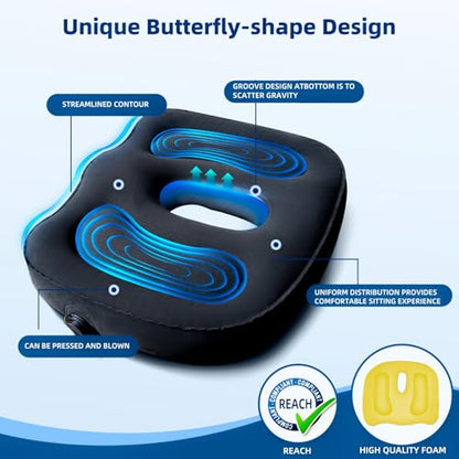 Sondor Travel Cushion,Air Seat Cushion,Evolution Cushion Portable & Lightweight Inflatable Seat Cushion - Ideal for Airplane Chairs, School Bleachers, Stadium Seats, and Wheelchairs - color: Black