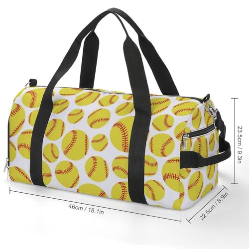Softball Yellow Large Capacity Portable Fitness Bag, Easy to Carry - color: softball yellow