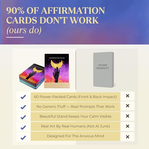 Positive Affirmation Cards for Women, 60 Mindful Prompts to Calm Social Anxiety, Build Confidence & Support Daily Self Care, Bright, Vibrant Mindfulness Deck for Teens and Adults