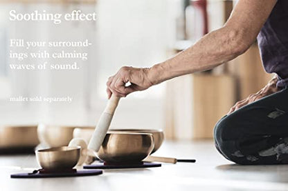 Bronze Singing Bowl with Felt Ring and Cover, Cosmos Series — MADE IN INDIA — For Meditation, Yoga and Sound Healing Therapy, 2-YEAR WARRANTY - size: 5.5", style: Single