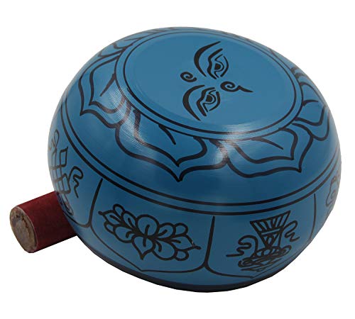 DharmaObjects Yoga Meditation 6 Inches 8 Lucky Symbols Singing Bowl/Cushion/Leather Mallet Gift Set (Turquoise) - color: Turquoise, size: 8 Lucky Symbol
