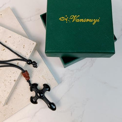 Crystal Pendant Necklaces Healing love Women's Men's choker Obsidian Tiger eye White Crystal Black Gold waterproof dainty Charm stackable statement Cute Stone necklace Unisex - style: Crystal pendant Cross
