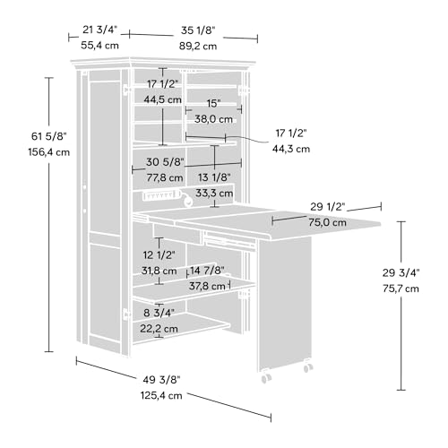 Sauder Miscellaneous Storage Craft & Sewing Armoire, L: 35.11" x W: 21.81" x H: 61.58", Glacier White finish - color: Glacier White