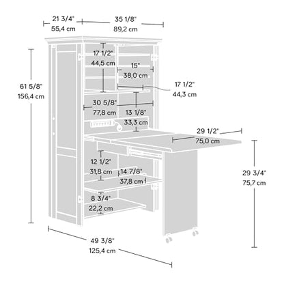 Sauder Miscellaneous Storage Craft & Sewing Armoire, L: 35.11" x W: 21.81" x H: 61.58", Glacier White finish - color: Glacier White