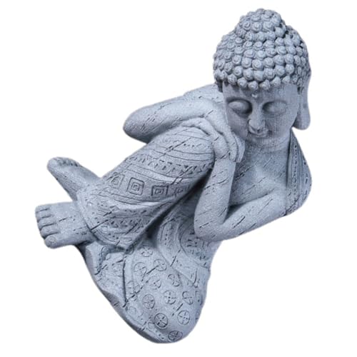 BESPORTBLE Zen Buddha Statue Resin Craft Home Decor Unique Desktop Ornament for Meditation Space Cement Color Figurine for Tranquil Living Table Display