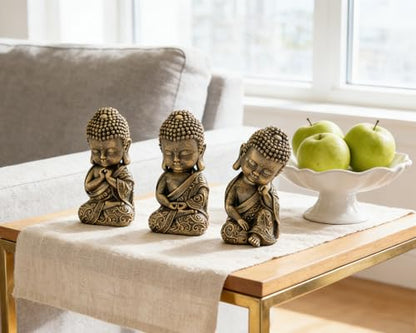 Baby Buddha Statue Indoor Decor, 8 inch Resin Meditation Buddha Statue Spiritual Room Decor Zen Gifts