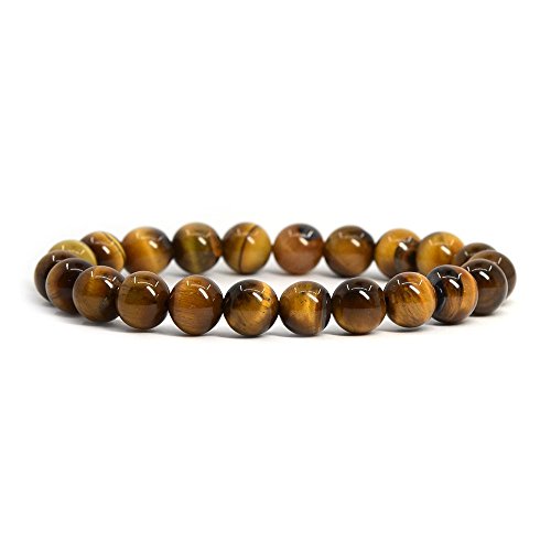Justinstones 8mm Round Beads Stretch Bracelet 7 Inch Unisex - color: Golden Tiger Eye