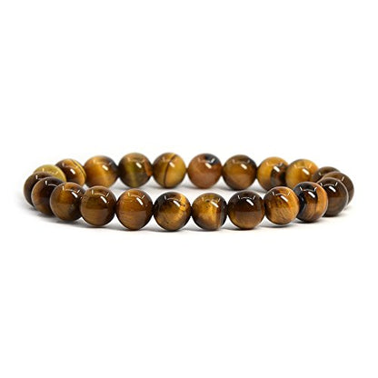 Justinstones 8mm Round Beads Stretch Bracelet 7 Inch Unisex - color: Golden Tiger Eye
