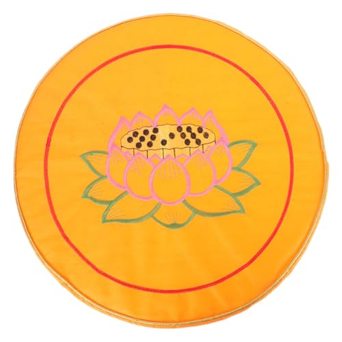 ibasenice Floor Cushion Round Buckwheat Bolster Seat Cushion Thick Golden Floral Kneeling Mat for Yoga and Mindfulness Practices