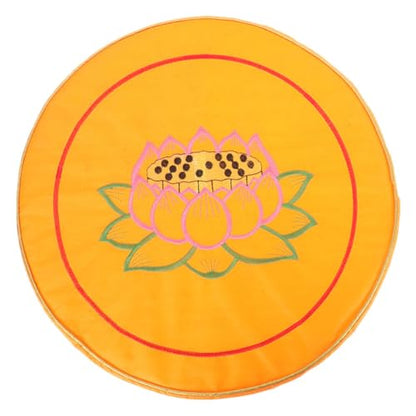 ibasenice Floor Cushion Round Buckwheat Bolster Seat Cushion Thick Golden Floral Kneeling Mat for Yoga and Mindfulness Practices